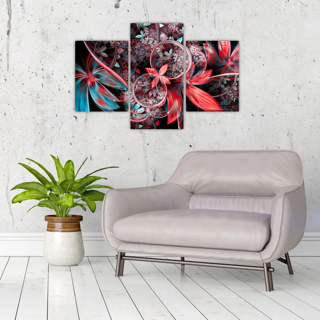 Tablou abstract cu flori exotice (90x60 cm)