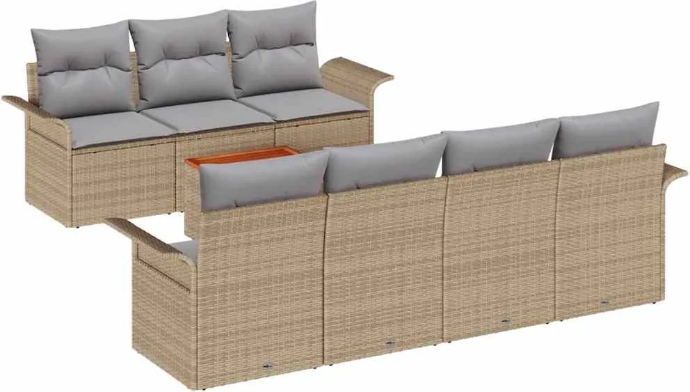 vidaXL Set de canapele pentru grădină 8 pcs Beige și gri deschis