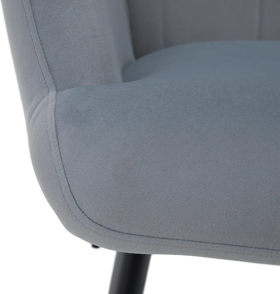 Fotoliu cu suport pentru picioare, ţesătură Velvet gri/negru, HABEN