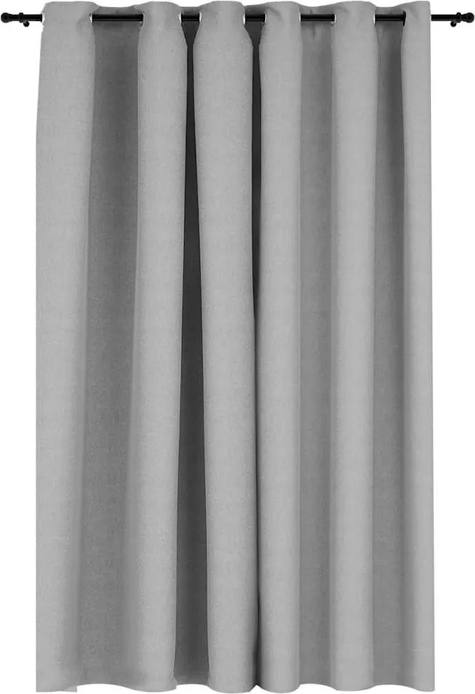 vidaXL Perdea opacă, aspect pânză, cu ocheți, gri, 290x245 cm