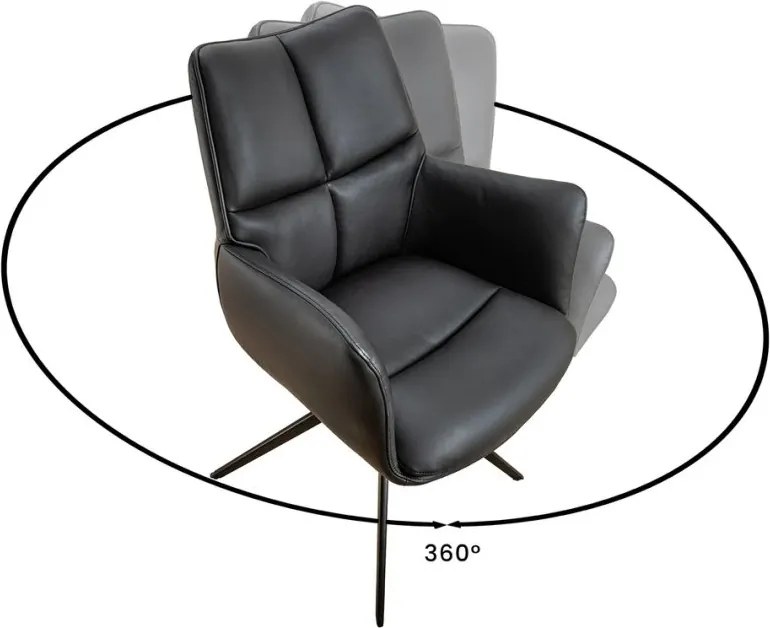 Scaun pivotant modern, Piele Naturala, Negru, PAPILLON