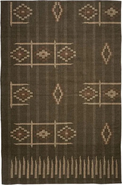 Covor din bumbac țesut manual cu model geometric, 160×240 cm, „Kaki Kilim"