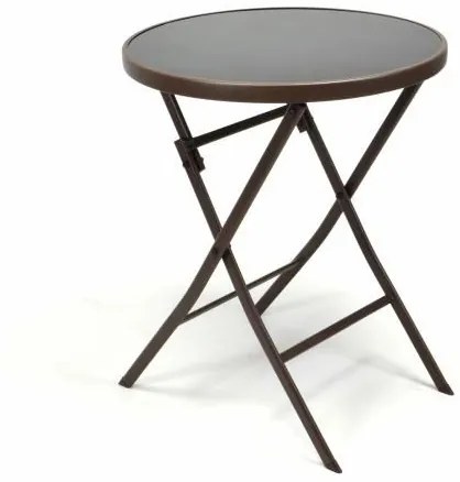 Masă bistro de grădină cu blat de sticlă,pliabil - maro