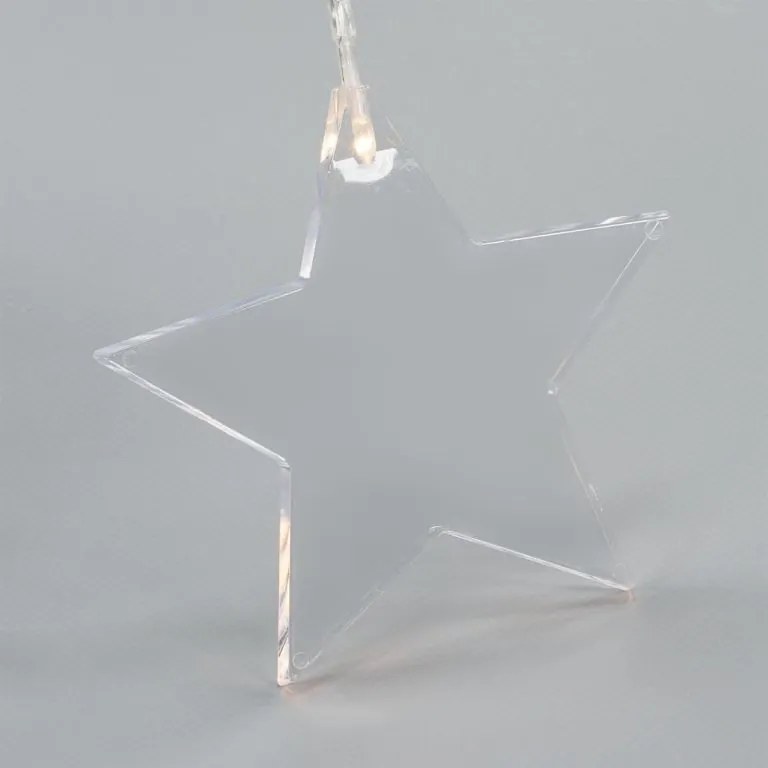 Perdea luminoasă de Crăciun, stele, 8 LED-uri, alb cald