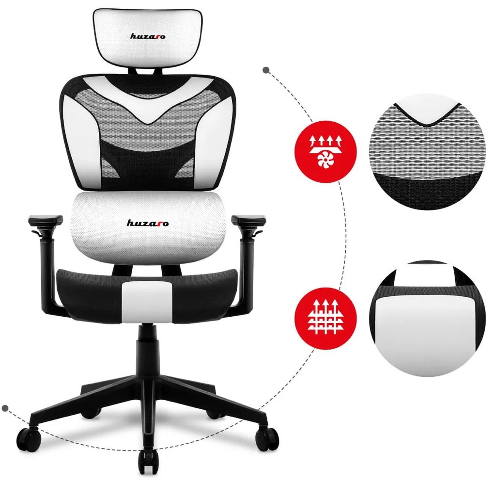 Fotoliu gaming Cruiser 8 (negru + alb). 1087458