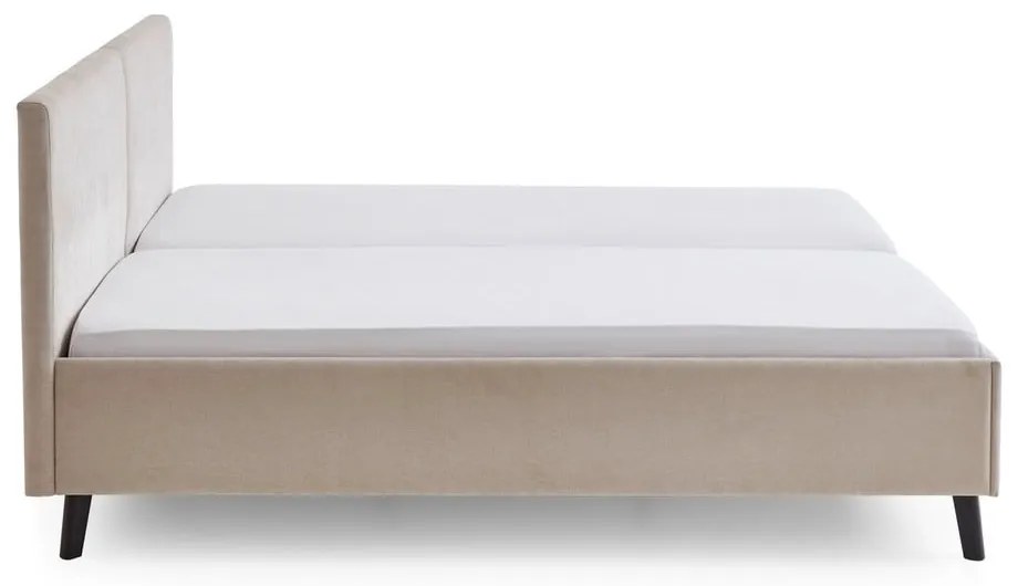 Pat matrimonial bej tapițat cu somieră 160x200 cm Piano – Meise Möbel