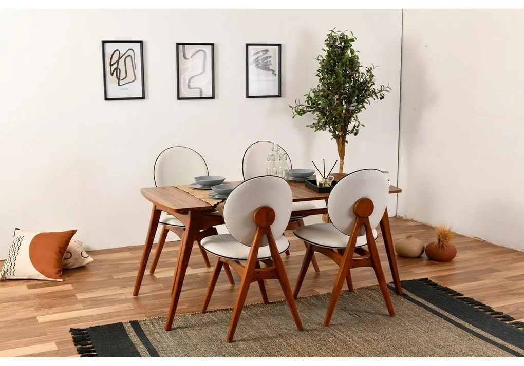 Set de scaune de sufragerie Touch Cream andWalnut, 2 buc.