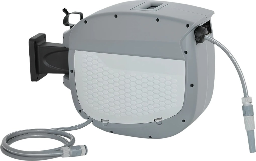 Outsunny Tambur furtun cu furtun de grădină 30 m, cutie pivotantă 180° cu înfășurare automată și blocare | Aosom Romania