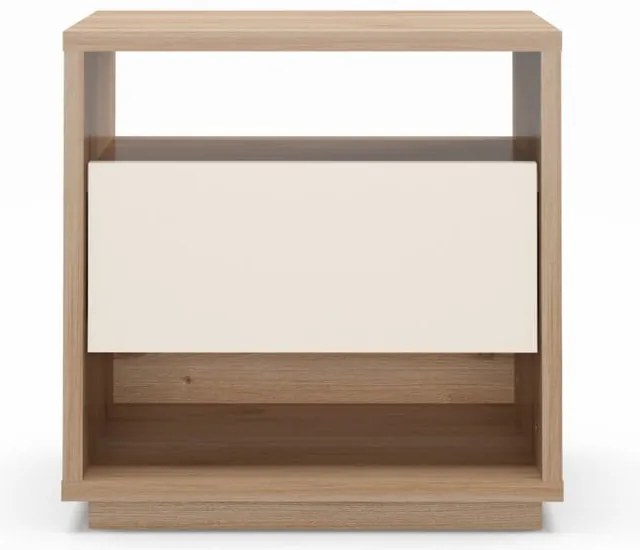 Noptieră crem/în culoare naturală cu aspect de lemn de stejar Dennis – Marckeric