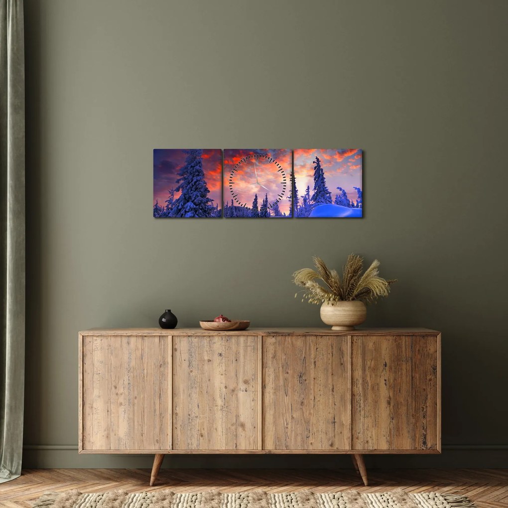 Tablou - Amurg dev iarnă (cu ceas) (90x30 cm)