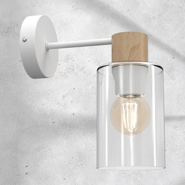 Lampă de perete MADERA 1xE27/60W/230V albă/lemn