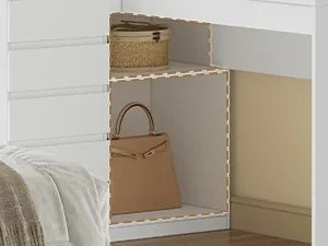 SEA32 - Set Masa toaleta 120 cm pentru colt, cosmetica machiaj, oglinda cu LED, masuta vanity cu 5 sertare, Organizator Bijuterii - Alb