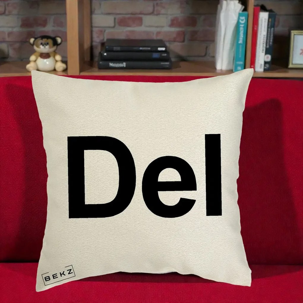 Perna Personalizata Tasta Del Tipografie Bold, 40x40 cm, Ecru, Husa Detasabila, Perna Inclusa, BEKZ®