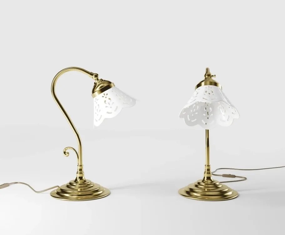 Lampa de masa din alama si abajur ceramic Zefira