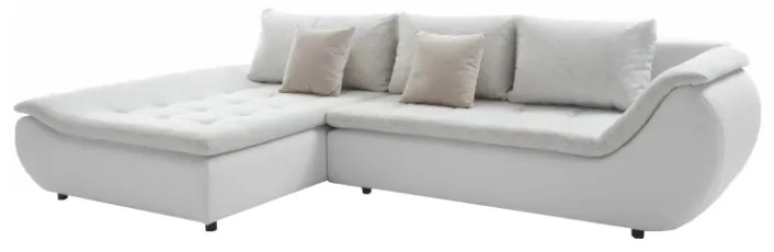 Coltar extensibil BRATO stanga alb-gri deschis, 310/185/72 cm