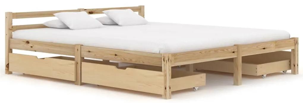 3060334 vidaXL Cadru de pat cu 4 sertare, 160 x 200 cm, lemn masiv de pin