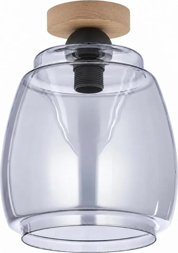 BRILAGI - LED plafonieră R GLASS 1xE27/60W/230V Ø 26 cm stejar/gri fumuriu