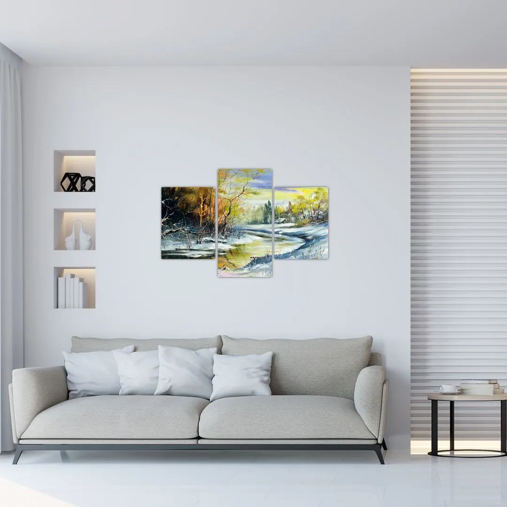 Tablou - Râu de iarnă, pictură în ulei (90x60 cm)