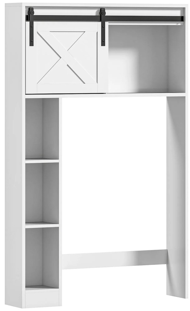 HOMCOM Mobilier de depozitare deasupra toaletei cu ușă glisantă, mobilier raft toaletă, raft reglabil, alb | Aosom Romania
