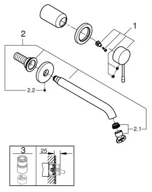 GROHE 19967GL1 - Baterie pentru lavoar ESSENCE 230 mm, montaj pe două găuri, finisaj auriu
