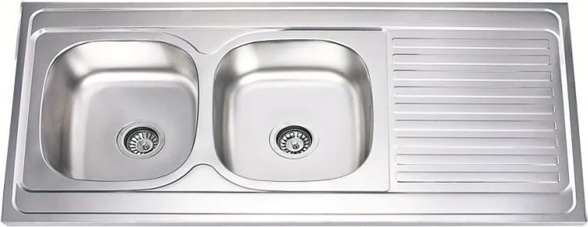 Chiuveta inox Inter Ceramic Alpaca cu doua cuve si picurator dreapta finisaj inox lucios 120x60 cm