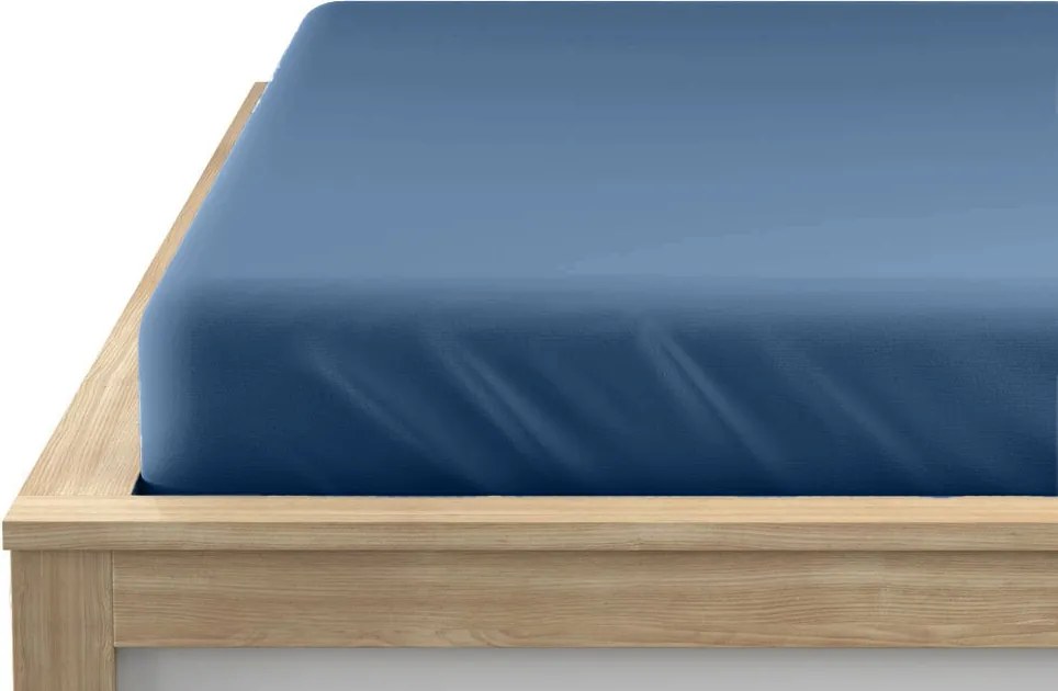 Cearsaf jersey cu lycra albastru inchis 180 x 200 cm