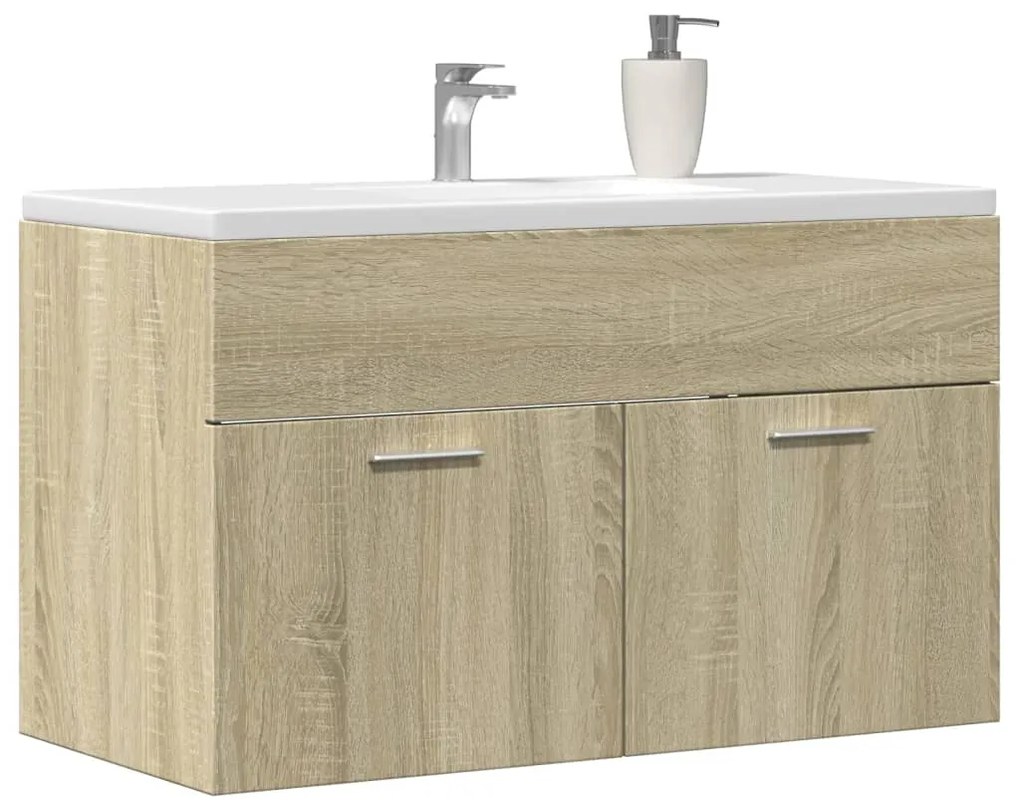vidaXL Dulap chiuvetă baie, stejar sonoma 90x38,5x46 cm lemn prelucrat