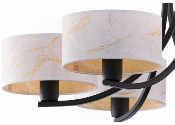 Jupiter 2105 - Candelabru suspendat pe lanț ARTHUR 6xE27/15W/230V alb/negru/decor marmură