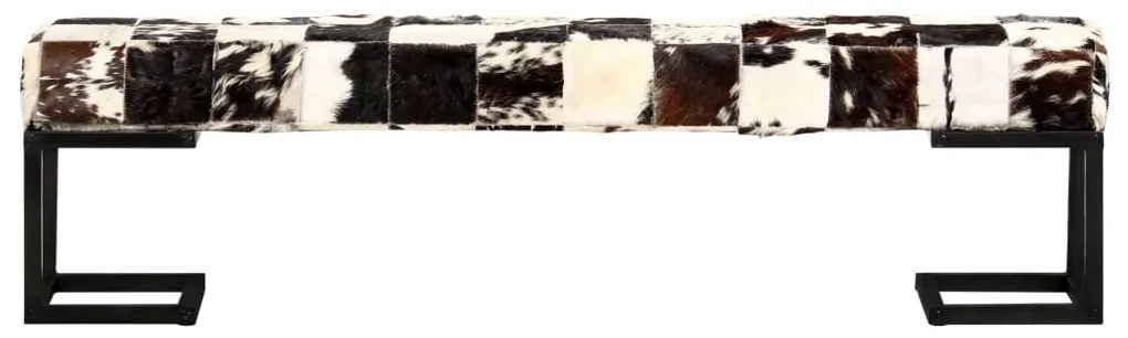 283749 vidaXL Bancă, model petice, negru, 160 cm, piele naturală de capră