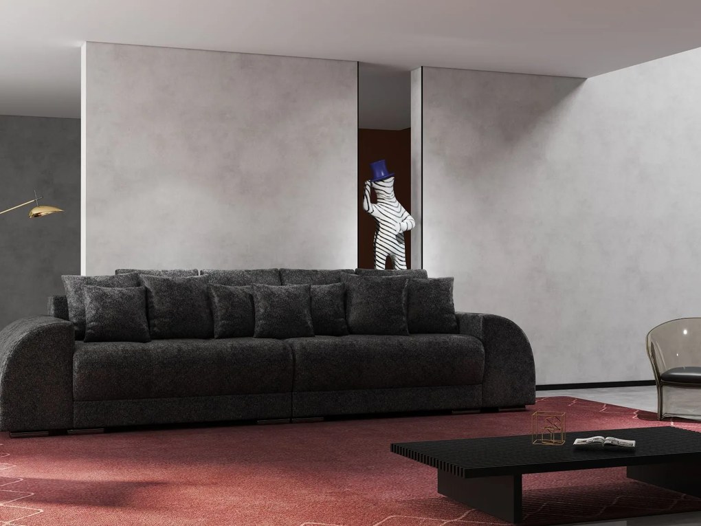 Canapea extensibilă dumonde cu 2 lăzi de depozitare si sezut confortabil din spuma high-density, Verona Euphoria Black 310x100 cm