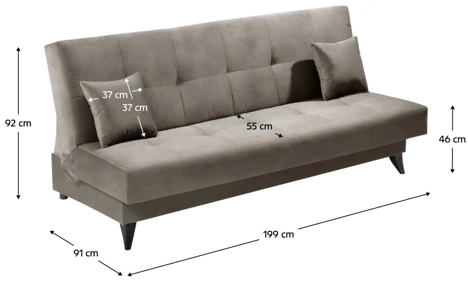 Canapea extensibila cu spatiu depozitare, gri-bej Taupe, URGO
