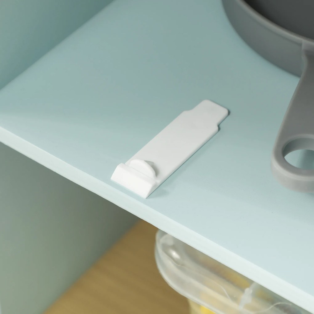 AIYAPLAY Bucătărie pentru Copii 3+ Ani, Bucătărie Jucărie din Oțel Inoxidabil, Lemn și PP, 72x33x85,2 cm, Albastru | Aosom Romania