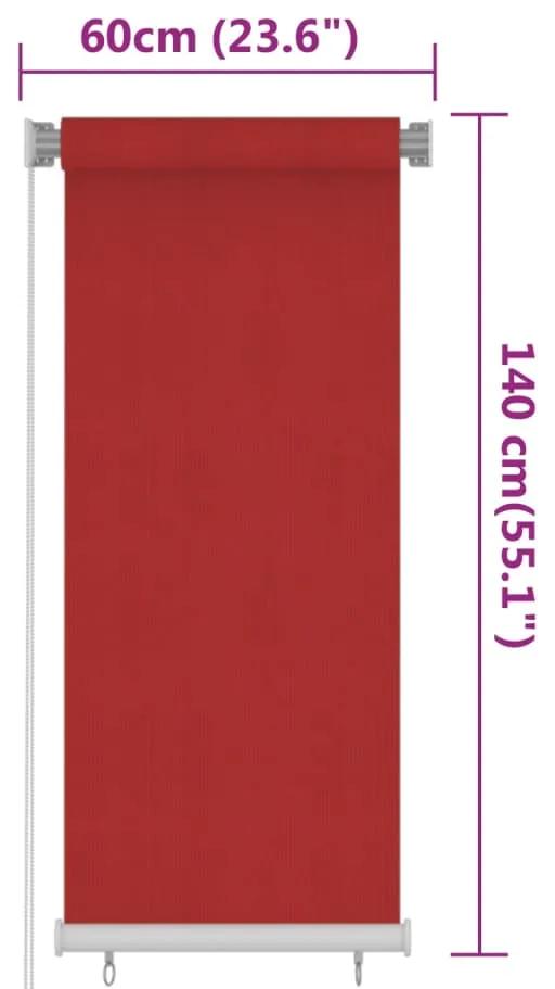 Jaluzea tip rulou de exterior, rosu, 60x140 cm, HDPE 60 x 140 cm