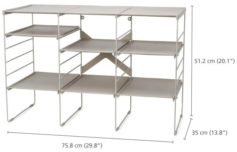 Raft reglabil pentru pantofi Joseph Joseph 55009, 12 perechi, 3 rafturi, Baza din otel, Ecru