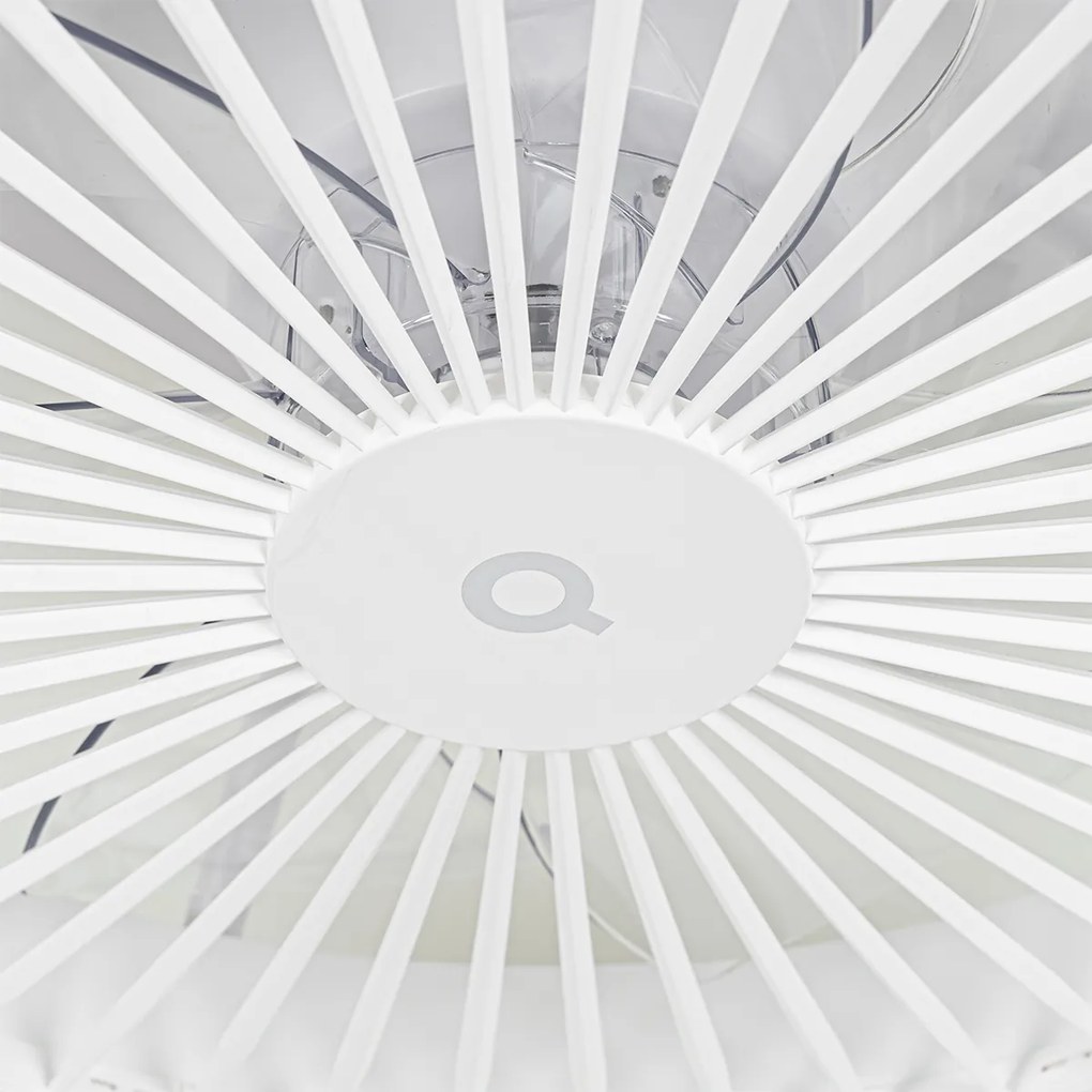 Ventilator de tavan inteligent alb inclusiv LED cu telecomandă - Deniz