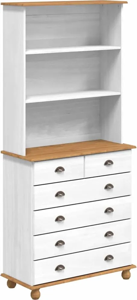 vidaXL Hutch cu sertar ASKIM Alb 91 x 40 x 200,5 cm Lemn de pin masiv