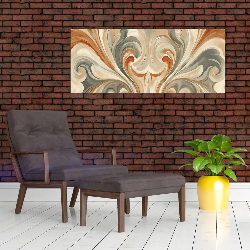 Tablou - Vârtejuri în culori pământii (120x50 cm)