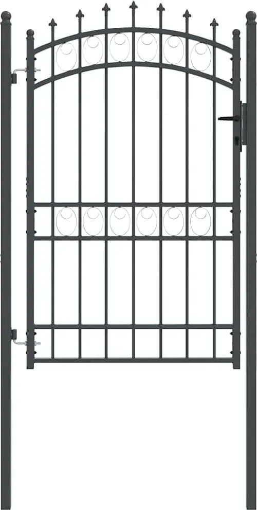 vidaXL Poartă de gard cu țepi Gri 200 x 100 cm Oțel vopsit în pulbere