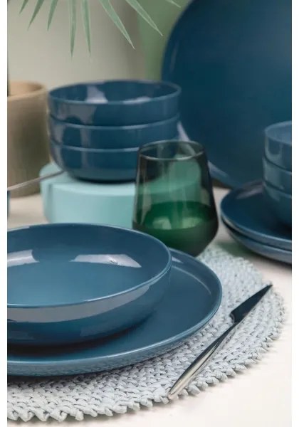 Set de veselă din porțelan, 12 piese, albastru