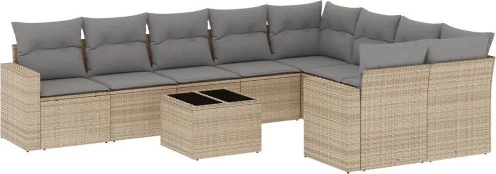 vidaXL Set canapele de grădină cu perne, 10 piese, bej, poliratan