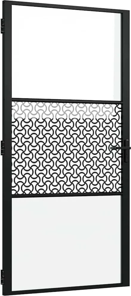 vidaXL Ușă de sticlă Traforaj Negru 76 x 3.5 x 201.5 cm Aluminiu
