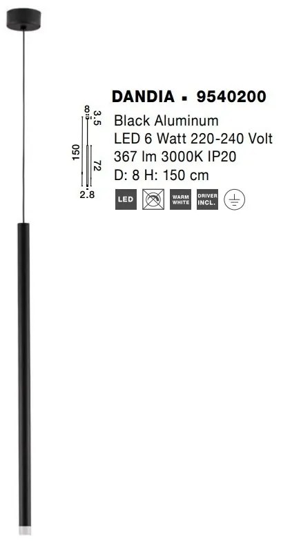 Lustra, Pendul LED design tubular DANDIA