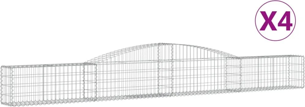 vidaXL Coșuri gabion arcuite 4 buc, 400x30x40/60 cm, fier galvanizat