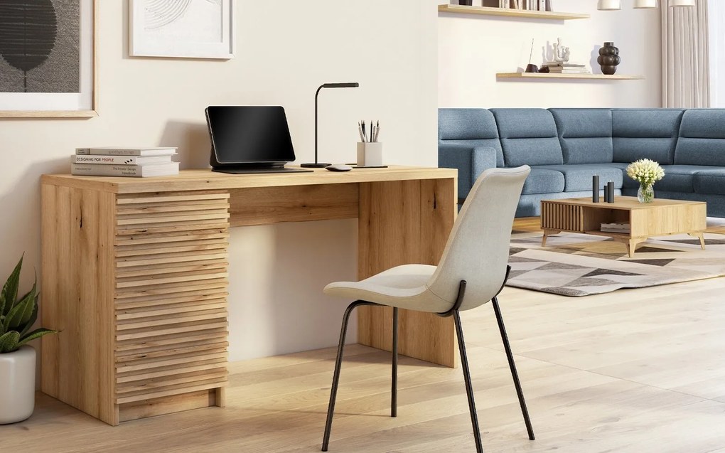 Birou lemn masiv Basko Stejar 120/, 140 × 60 × 75 cm - 140x60x75