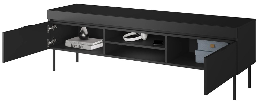 Comodă TV pe picioare metalice Sentia 157 - negru / negru