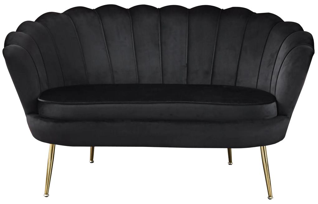 Canapea din catifea Shell neagra, 2 locuri