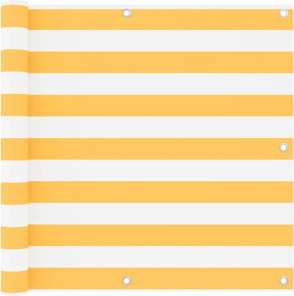 vidaXL Paravan de balcon, alb și galben, 90 x 400 cm, țesătură oxford