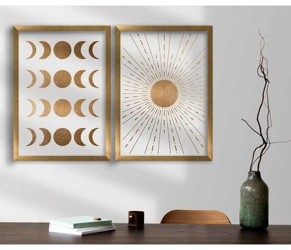 Postere cu ramă 2 buc. 38x53 cm Moon &amp; Sun – Wallity