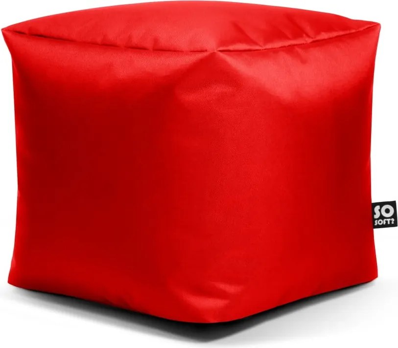 Fotoliu puf pentru copii roșu cu tapițerie din imitație de piele Cube M – So Soft?