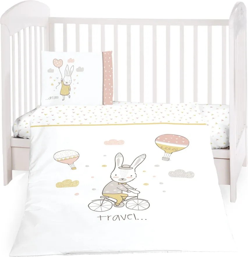 Set lenjerie patut cu 5 piese KikkaBoo Rabbits in Love